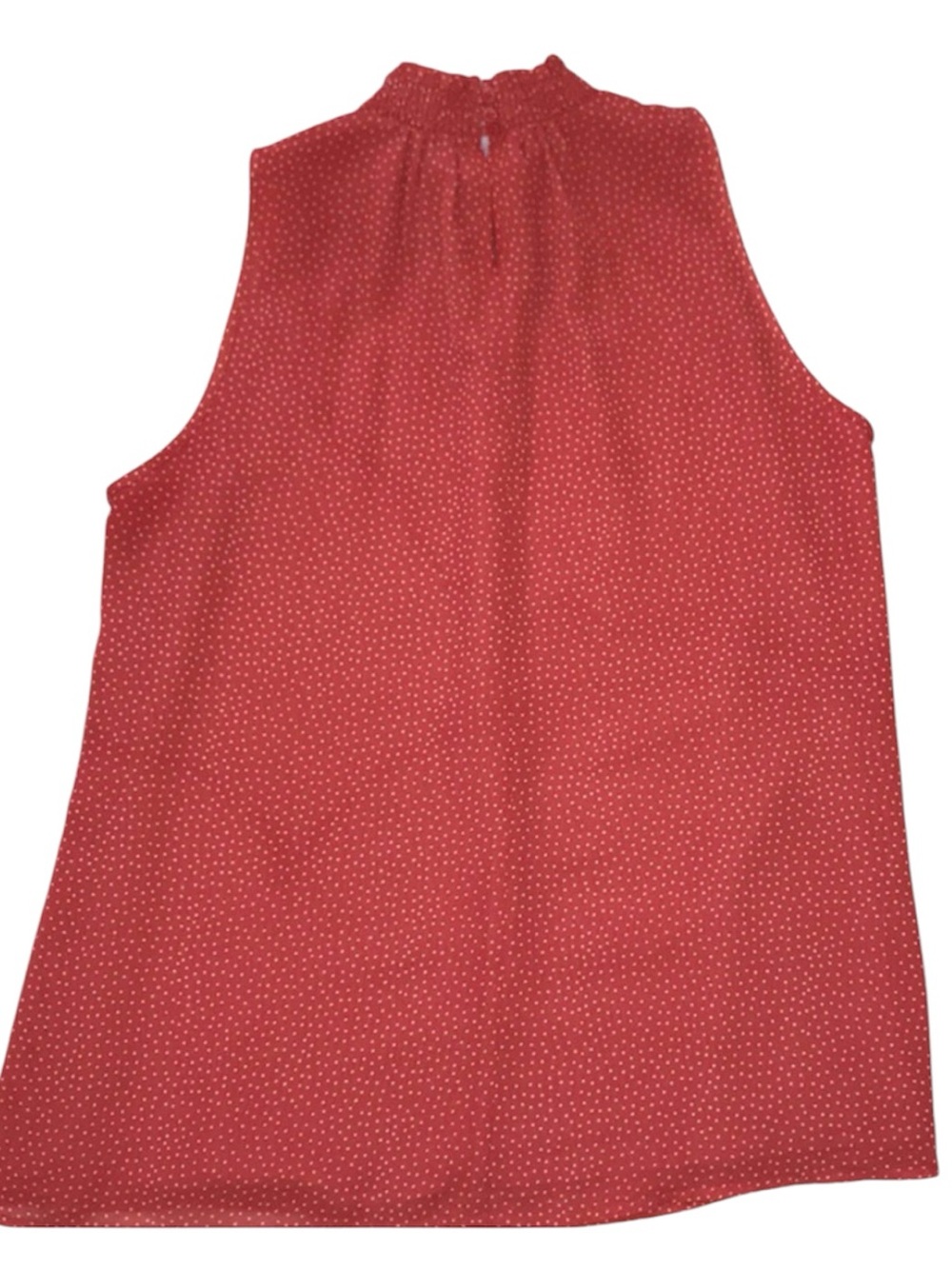 LOFT Outlet Sleeveless Mock Neck Blouse Polka Dot Shell Top Coral Red Medium - Picture 8 of 10